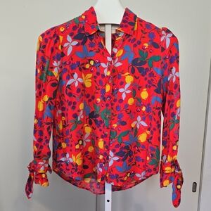 Maeve Red Floral Button Down Shirt